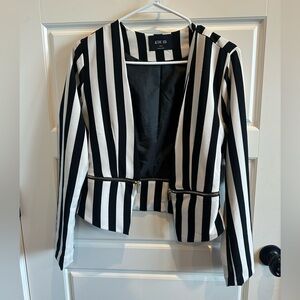 Active USA Vertical stripe open zipper blazer jacket
